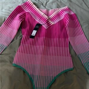 Pink and Green Striped One Piece